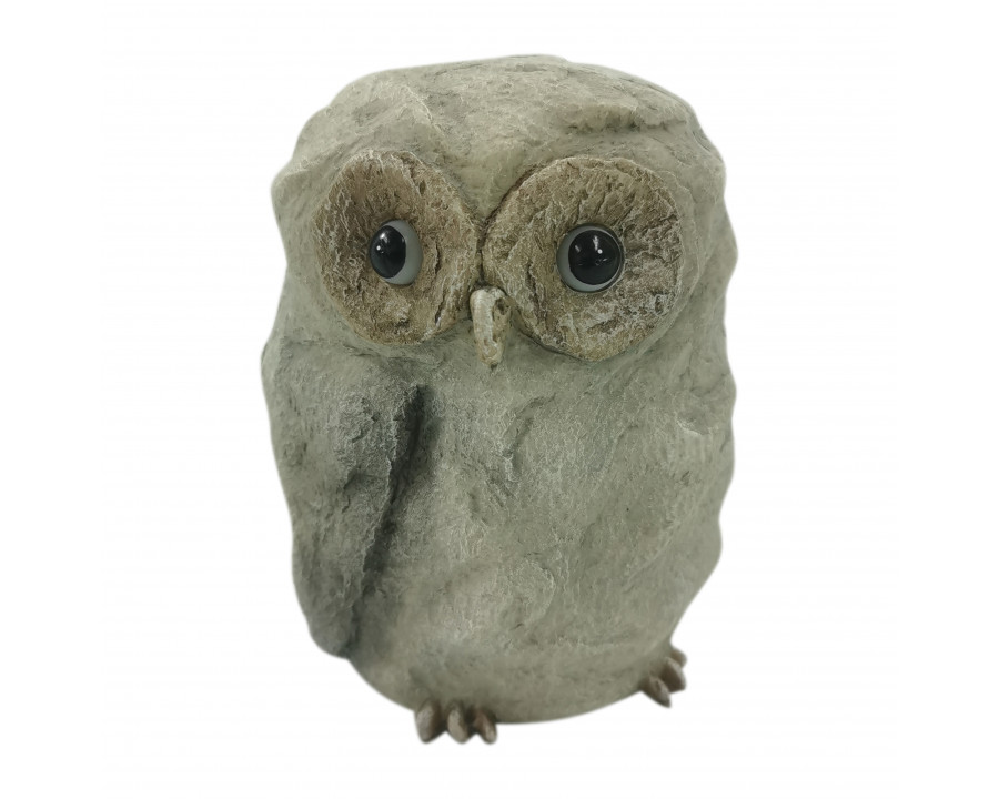 Sagebrook 9" Faux Rock Owl With Solar Eyes - Gray