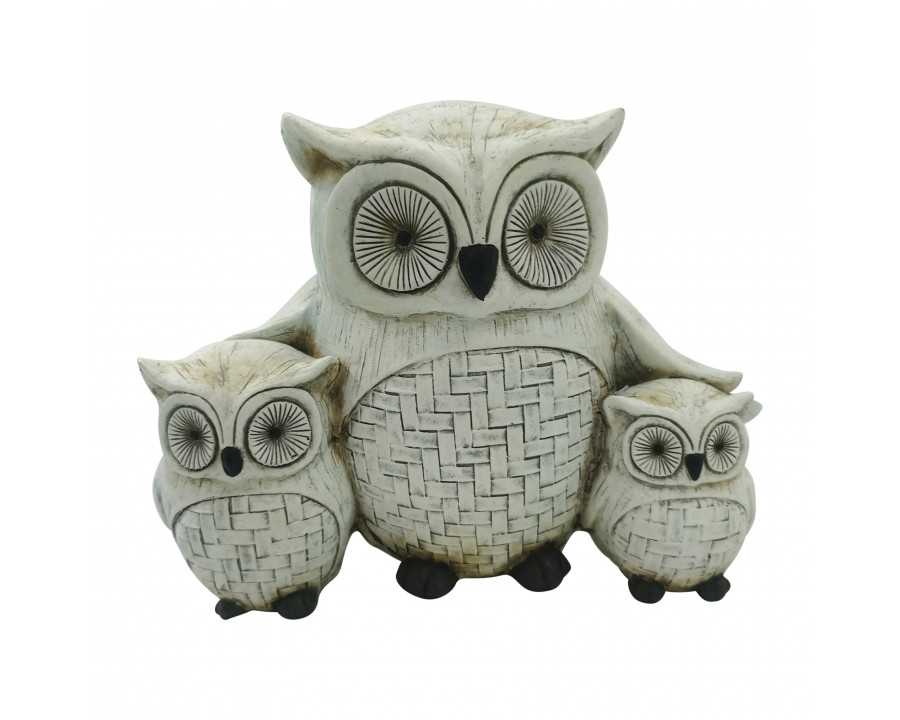 Sagebrook - 9" Owl Family in Ivory/Black