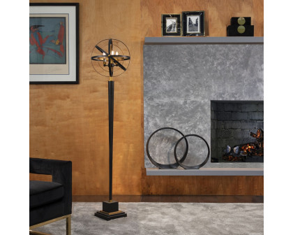 Sagebrook Metal Armillary Floor Lamp - Black/Bronze