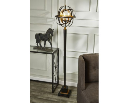 Sagebrook Metal Armillary Floor Lamp - Black/Bronze