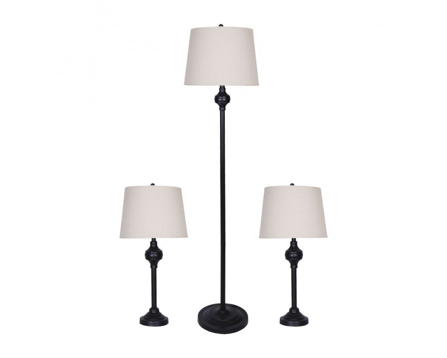 Sagebrook Metal Table & Floor Genie Lamps (Set Of 3) - Black