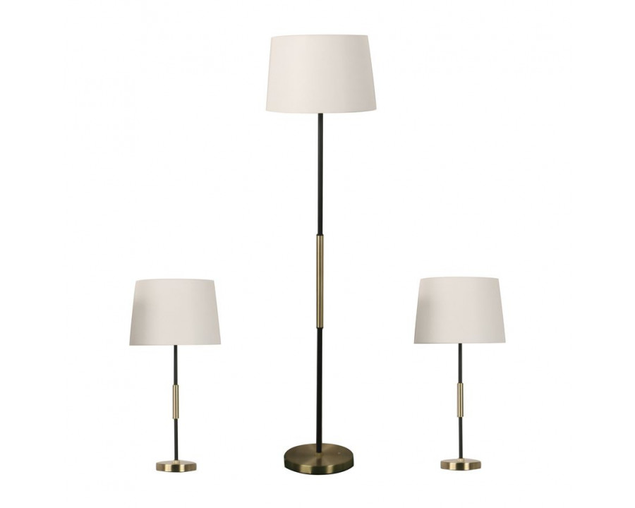 Sagebrook Metal Slim 2-Tone Lamps (Set Of 3) - Antique/Black