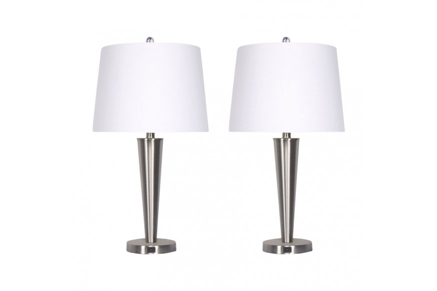 Sagebrook™ Metal Slim Cone Table Lamps (Set Of 2) - Nickel