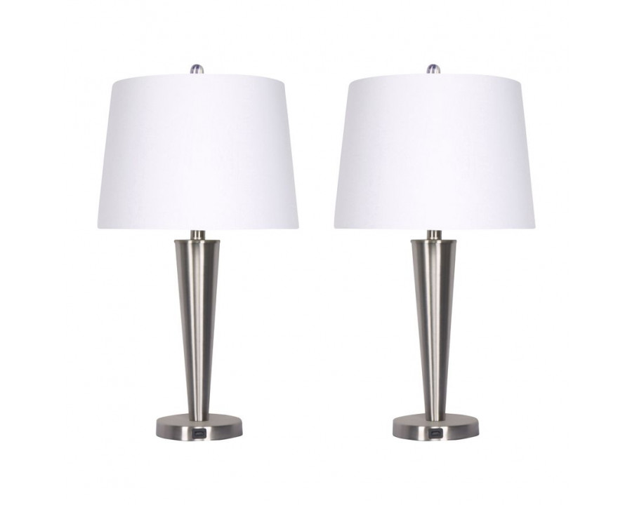 Sagebrook - Metal Slim Cone Table Lamps (Set Of 2) in Nickel