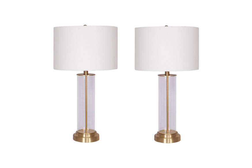 Sagebrook™ Glass Clear Cylinder Table Lamps (Set Of 2) - Gold