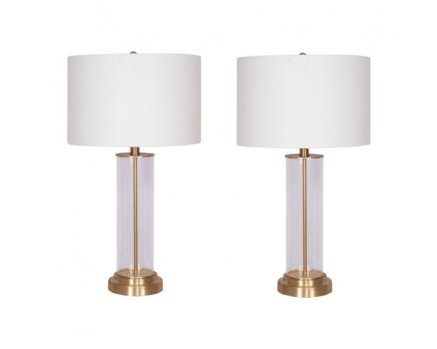 Sagebrook - Glass Clear Cylinder Table Lamps (Set Of 2) in Gold