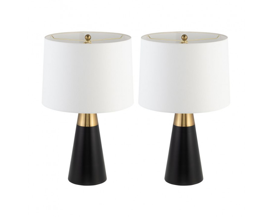 Sagebrook Metal 2-Tone Cone Table Lamps (Set Of 2) - Black/Gold