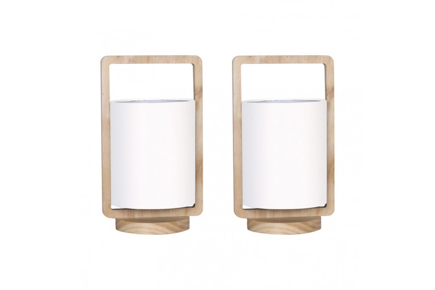 Sagebrook™ Nature Wood Сylinder Table Lamps (Set Of 2) - White