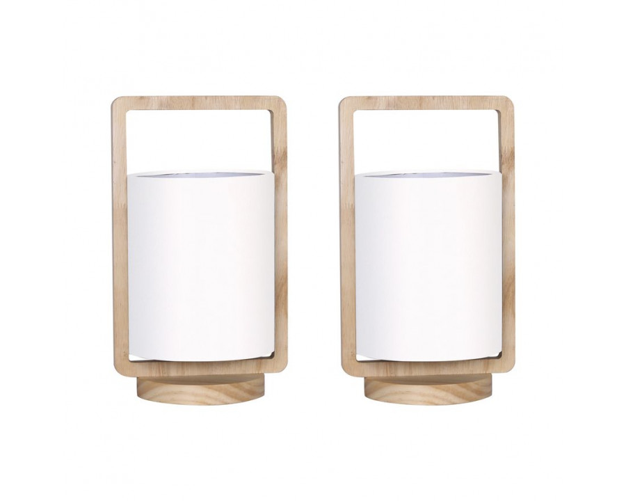 Sagebrook Nature Wood Сylinder Table Lamps (Set Of 2) - White