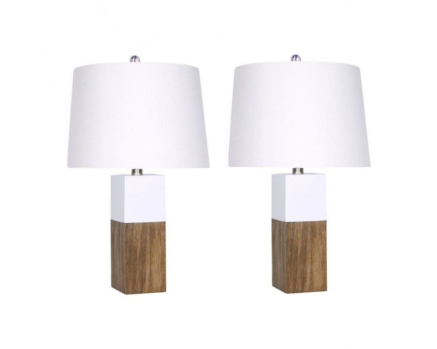 Sagebrook Metal Table Lamps (Set Of 2) - Walnut/White