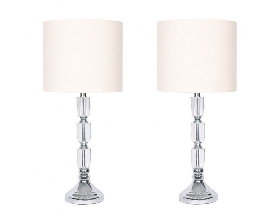 Sagebrook - Crystal Table Lamps (Set Of 2) in Chrome