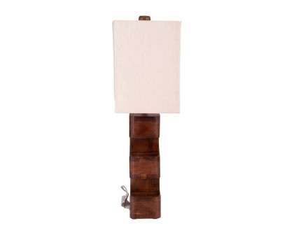 Sagebrook™ Wood Geometric Lamp - Brown