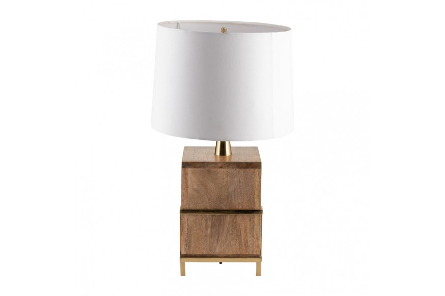 Sagebrook™ Wood Cylindrical Table Lamp - Gold/Natural