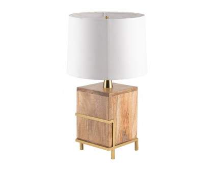 Sagebrook™ Wood Cylindrical Table Lamp - Gold/Natural