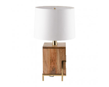 Sagebrook™ Wood Cylindrical Table Lamp - Gold/Natural