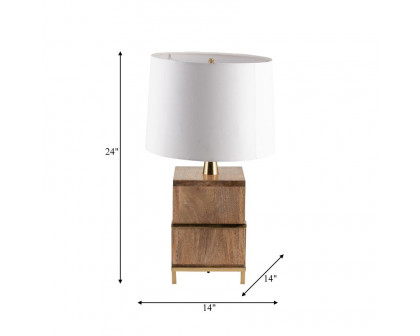 Sagebrook™ Wood Cylindrical Table Lamp - Gold/Natural