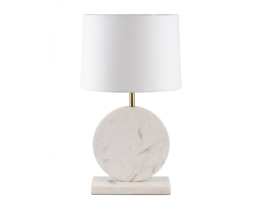 Sagebrook Marble Round Table Lamp - White/Off-White