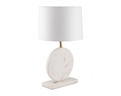 Sagebrook Marble Round Table Lamp - White/Off-White