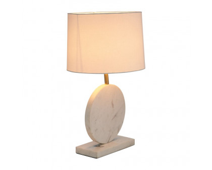 Sagebrook Marble Round Table Lamp - White/Off-White