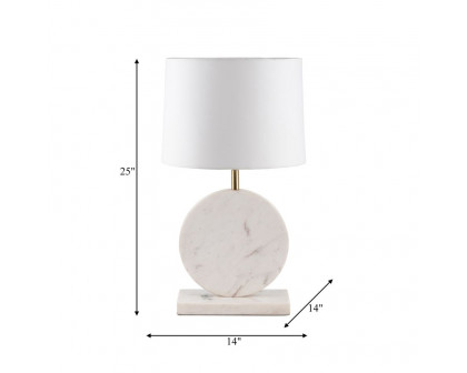 Sagebrook Marble Round Table Lamp - White/Off-White