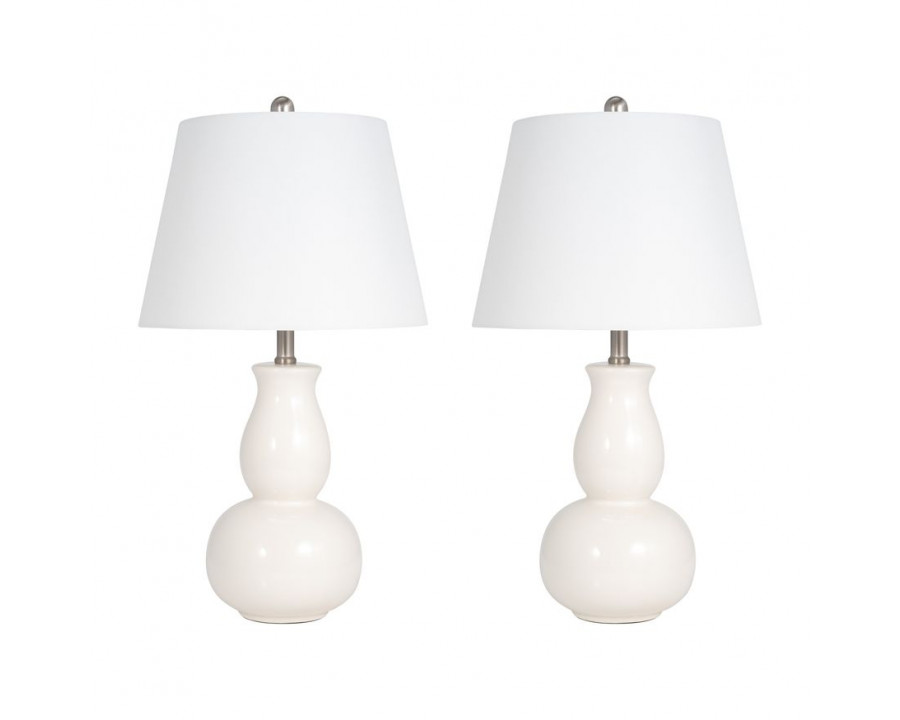 Sagebrook - Ceramic Gourd Table Lamps (Set Of 2) in White