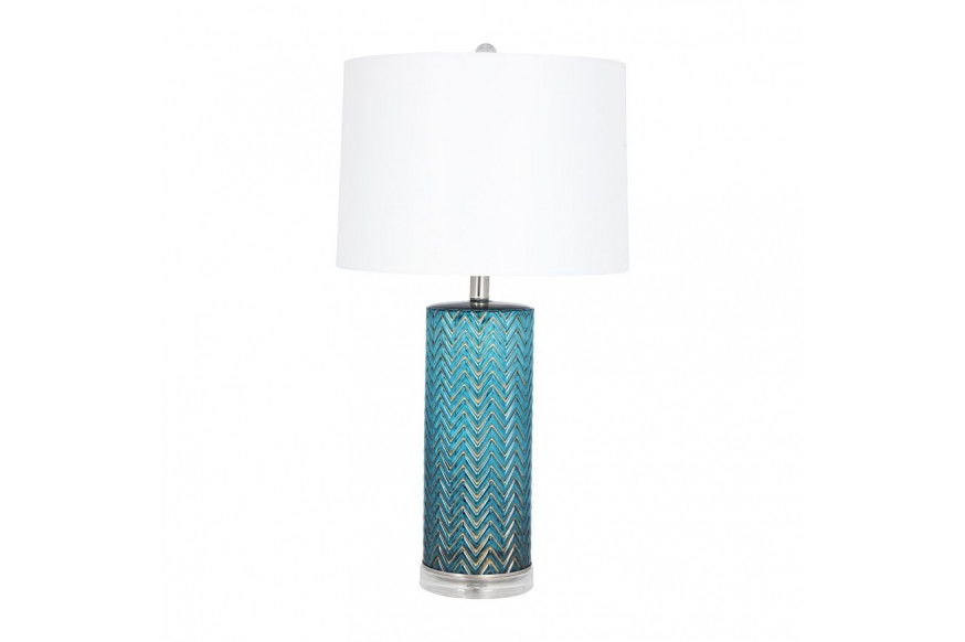 Sagebrook™ Glass Chevron Table Lamp - Blue