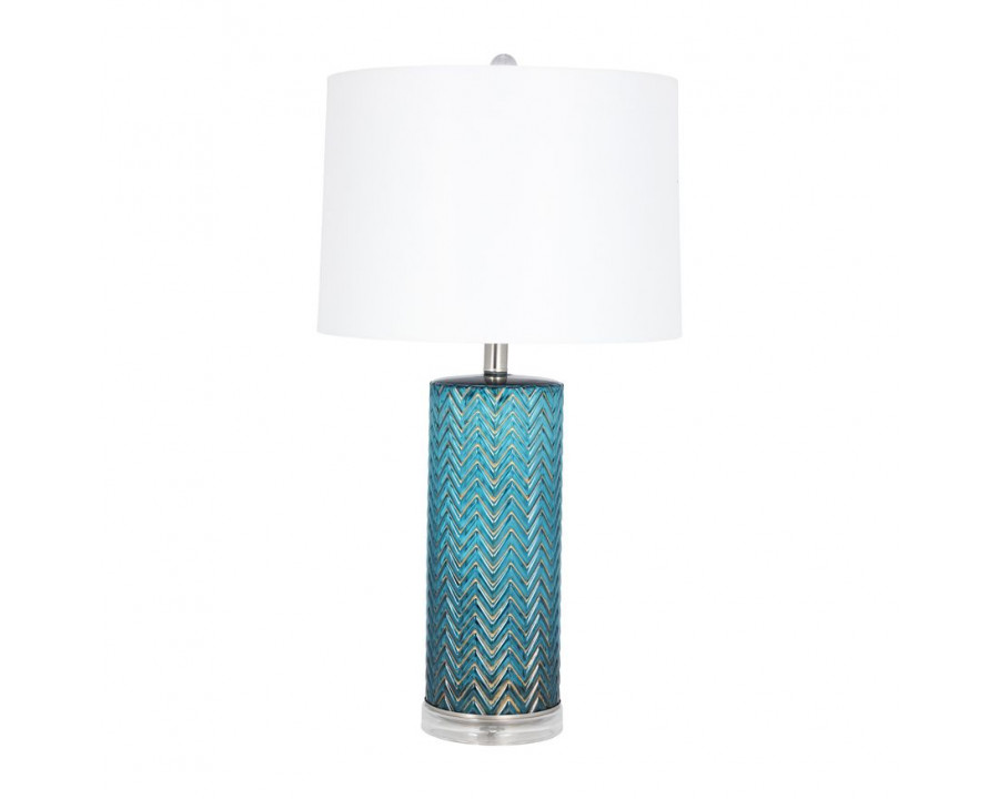 Sagebrook Glass Chevron Table Lamp - Blue