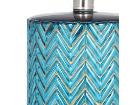 Sagebrook™ Glass Chevron Table Lamp - Blue