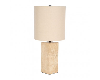 Sagebrook™ 25" Travertine Pillar Table Lamp - Natural