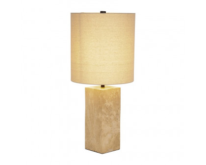 Sagebrook™ 25" Travertine Pillar Table Lamp - Natural