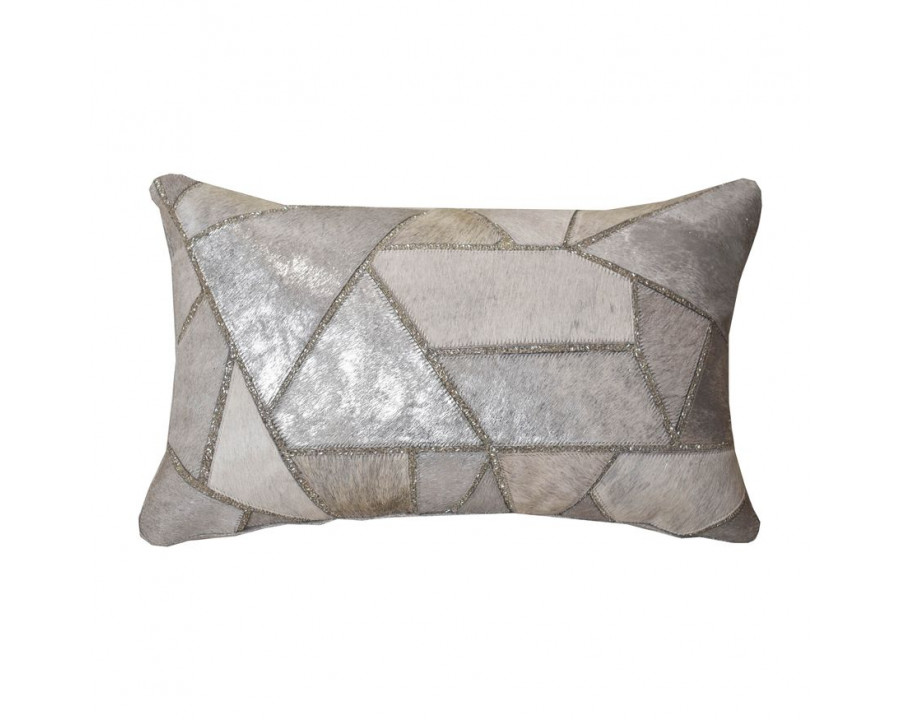 Sagebrook - 20"x12" Leather Geo Hand Embroidery Decorative Pillow