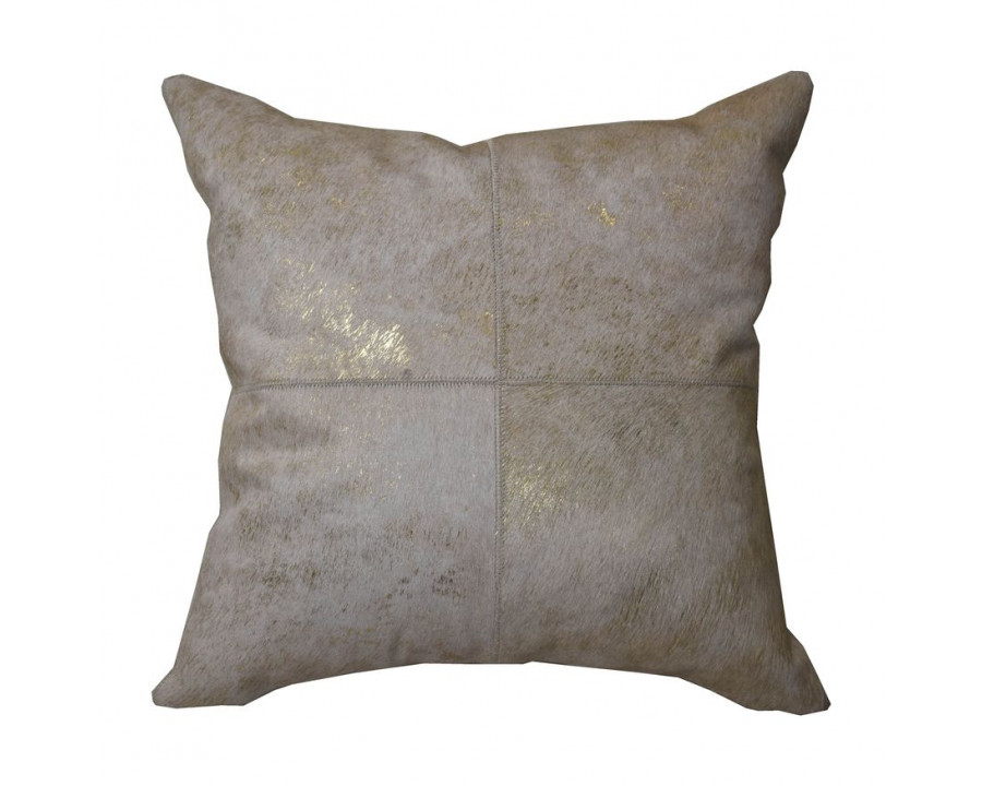 Sagebrook 20"x20" Leather Square Patch Decorative Pillow - Gold