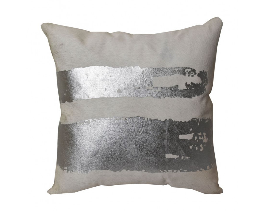 Sagebrook - 20"x20" Leather Shimmer Decorative Pillow in Silver