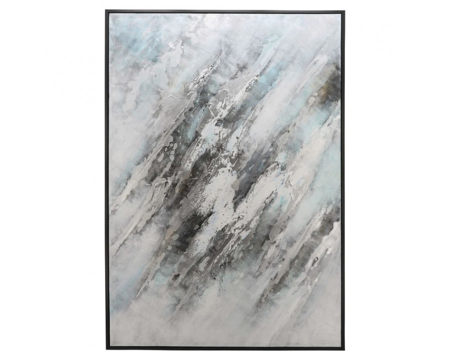 Sagebrook 74" Abstract Canvas - Gray On Black Frame