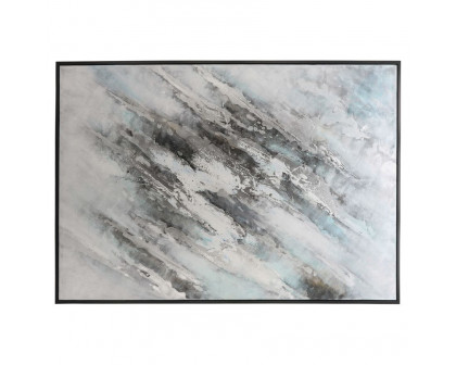 Sagebrook 74" Abstract Canvas - Gray On Black Frame