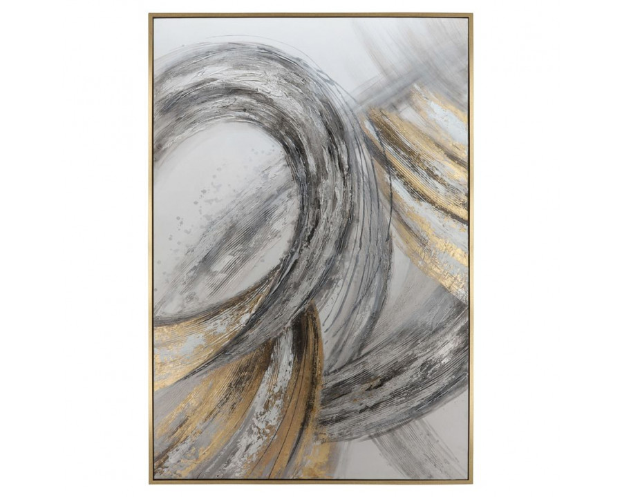 Sagebrook - Abstract Canvas in Gray On Gold Frame