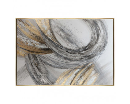 Sagebrook - Abstract Canvas in Gray On Gold Frame