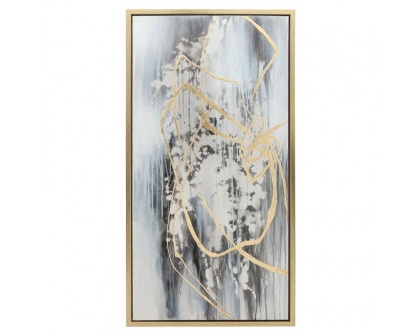 Sagebrook - Abstract Canvases (Set Of 3) in Multi On Gold Frame