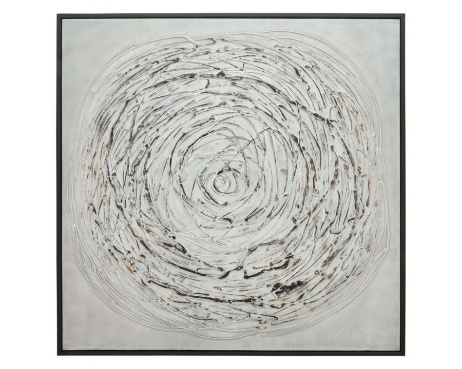 Sagebrook - Swirl Painting in Gray On Black Frame