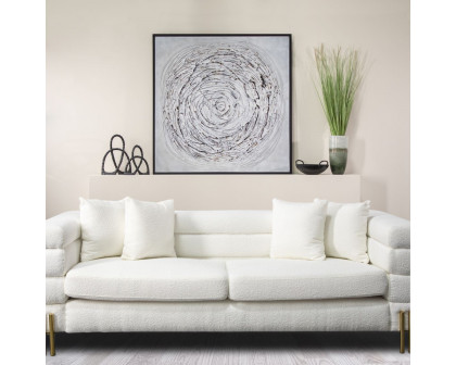 Sagebrook - Swirl Painting in Gray On Black Frame