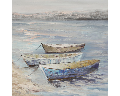 Sagebrook - 52"x52" Hand Painted Oil Canvas Boats/Ocean in Multi-Color