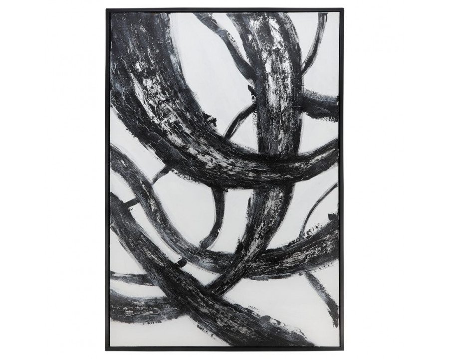 Sagebrook - Hand Painted Oil Canvas Abstract in Black/White