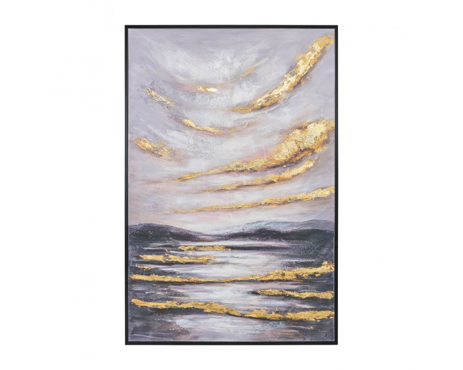 Sagebrook - Sky Hand Painted Canvas in Gray/Gold