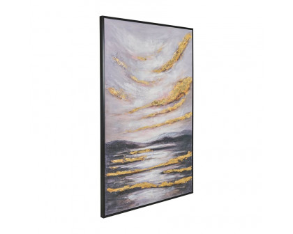 Sagebrook - Sky Hand Painted Canvas in Gray/Gold