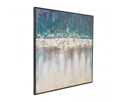 Sagebrook - Hand Painted Abstract Canvas in Teal/White