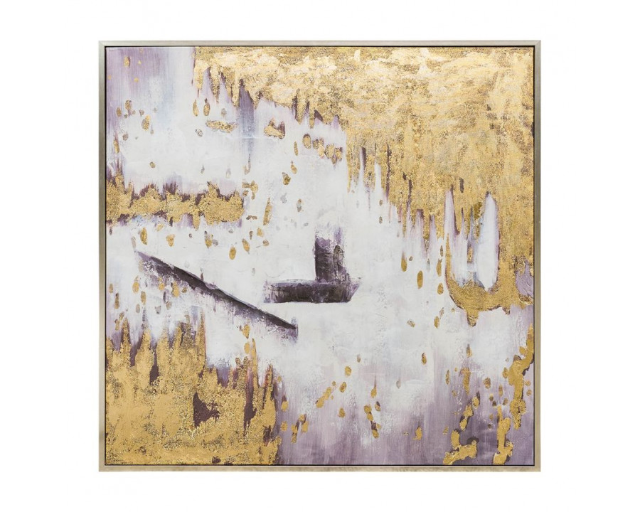 Sagebrook - Hand Painted Abstract Canvas in Gold/White