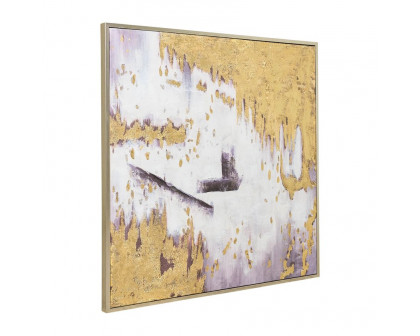 Sagebrook - Hand Painted Abstract Canvas in Gold/White