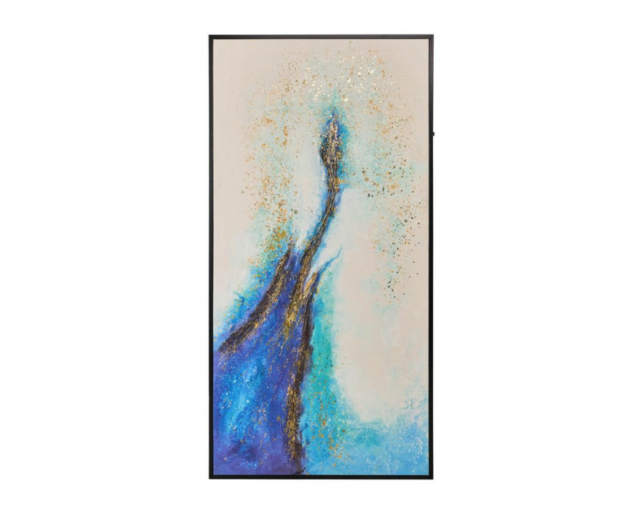 Sagebrook - Hand Painted Abstract Canvas in White/Blue