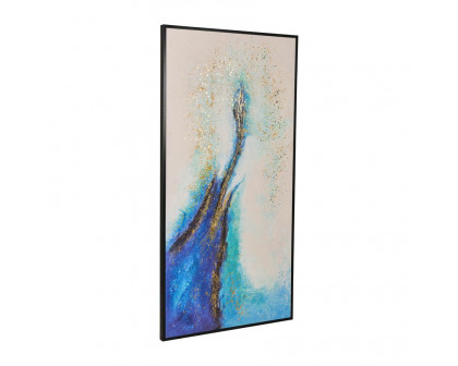 Sagebrook - Hand Painted Abstract Canvas in White/Blue