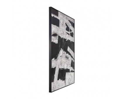 Sagebrook - Framed Hand Painted Abstract Canvas in Black/Gold